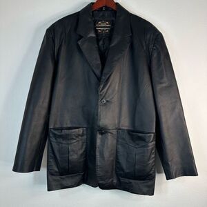 Vintage Guide Gear Black Leather Blazer Sport Coat Mens Medium‎ Western Biker